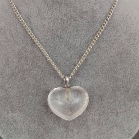 Hyaline Quartz Pendant HEART Sterling Silver 925 AQUARIUS Charm Necklace Charm-2