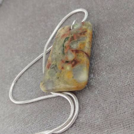 Clear Ocean JASPER Pendant Faceted PISCES LEO Charm SILVER Plated−3