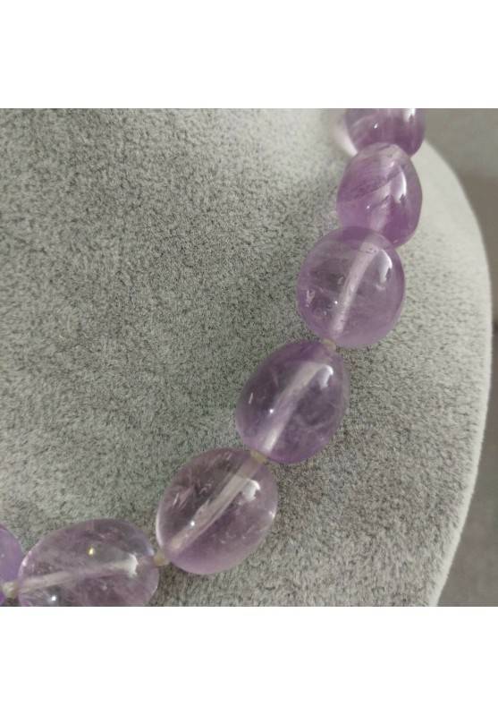 AMETHYST Necklace Pearl - ARIES PISCES Tumble Stones Zodiac MINERALS-4
