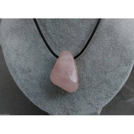 Necklace “ Rose Quartz Bead “ Pendant Zen Gift Idea Crystal Healing Gemstone A+-1