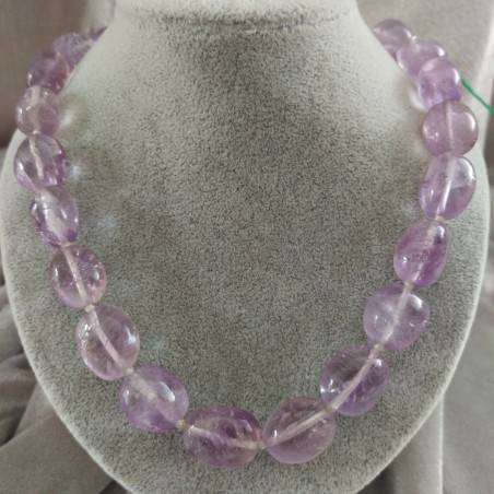 Necklace PEARL in AMETHYST Tumbled Stone Crystal Healing Chakra Jewels MINERALS A+-1