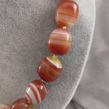 Necklace PEARL in CARNELIAN Tumbled Stone Crystal Healing Chakra Jewel MINERALS A+-1
