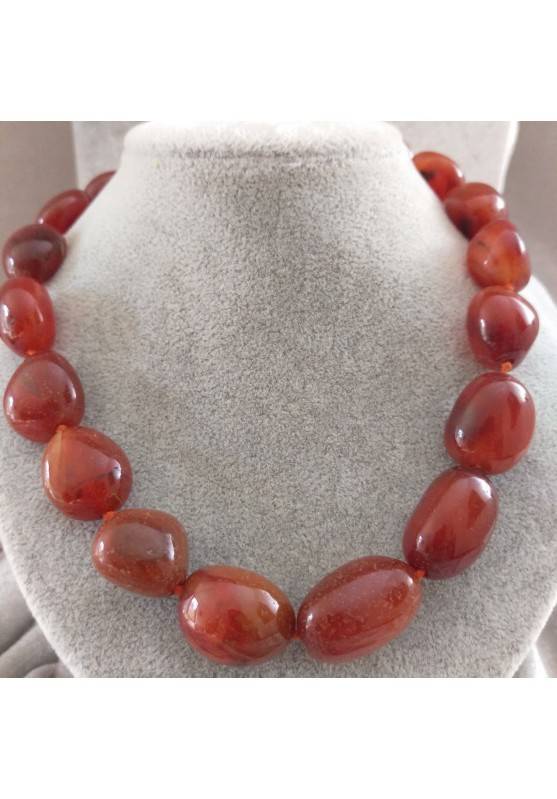 Necklace PEARL in CARNELIAN Tumbled Stone Crystal Healing Chakra Jewel MINERALS A+-4
