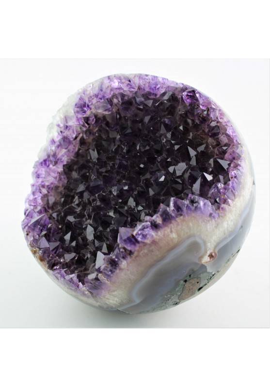 BIG AMETHYST Geode Crystal Sphere Cluster with AGATE Purple Uruguay First Grade Precious-6