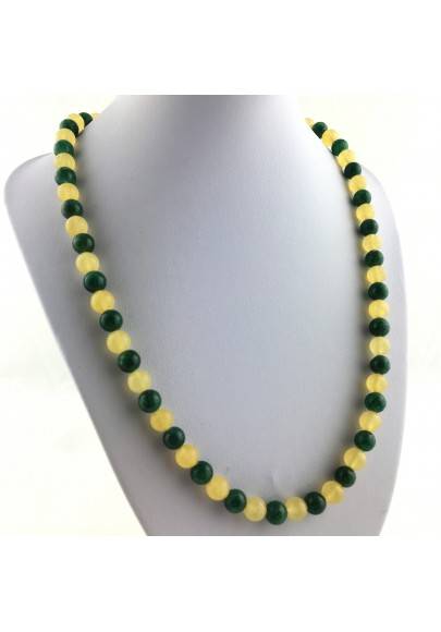 Necklace in Spheres in YELLOW CALCITE & Green Aventurine Jewel Gift Idea Chakra A+-1