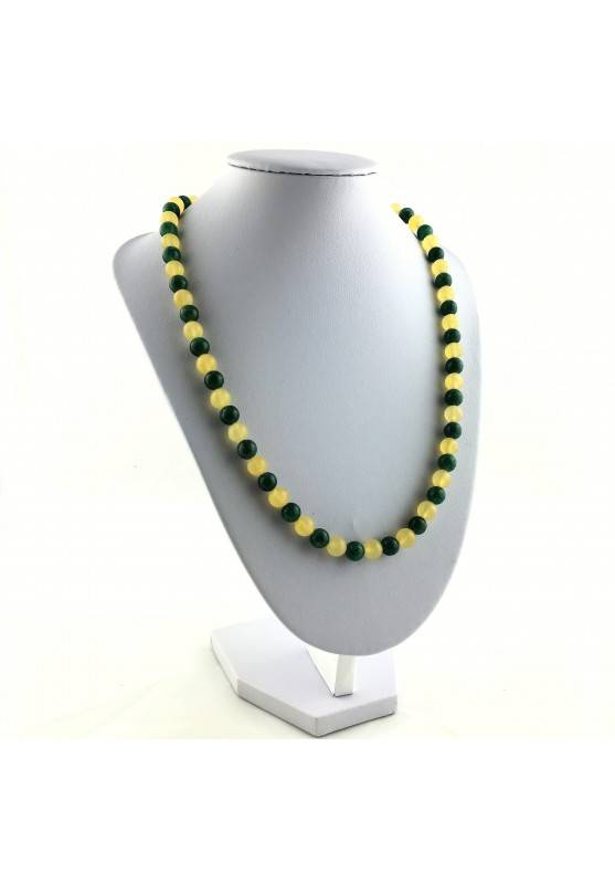 Necklace in Spheres in YELLOW CALCITE & Green Aventurine Jewel Gift Idea Chakra A+-2