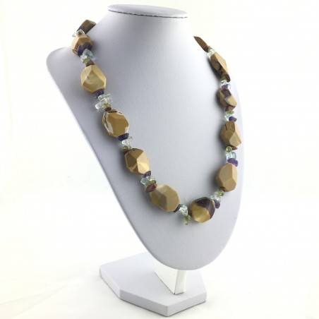 Necklace In MOOKAITE Jasper & Chips in Mixed Minerals Gift Idea Quality A+ Zen-2