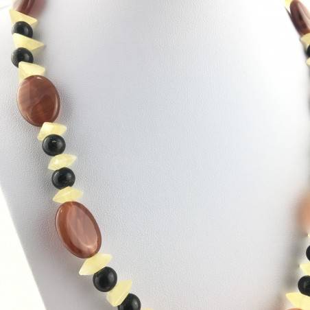 Wonderful Necklace in CARNELIAN AGATE YELLOW CALCITE & ONIX NERA Gift Quality A+-3