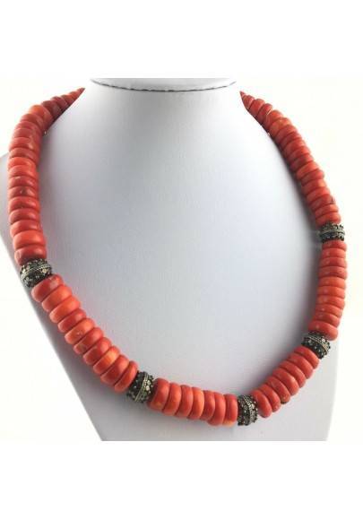 Precious Necklace in Coral Red Authentic MINERALS Gift Idea Zen High Quality A+-1