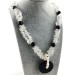 Wonderful Necklace in Black ONIX Hyaline Quartz PEARL Collier MINERALS Jewels A+-1