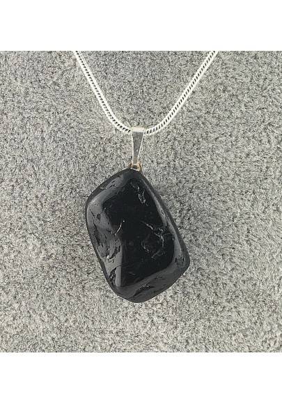 Pendant in Black TOURMALINE Tumbled Necklace MINERALS High Quality Chakra A+-1
