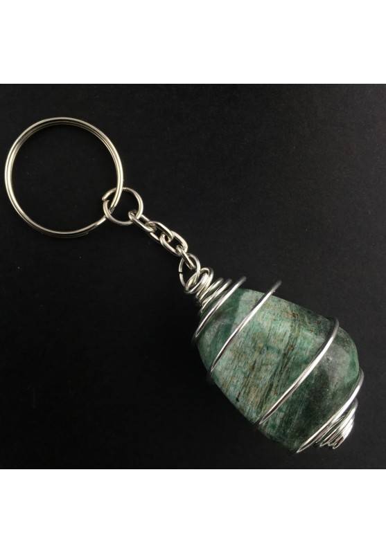 AFRICAN JADE Keychain Keyring - LIBRA Zodiac Silver Plated Spiral Necklace-2