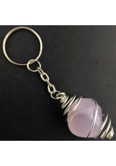 Lavender JADE Keychain Keyring Hand Made on Silver Plated Spiral A+-1