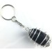 SHUNGHITE Tumbled Keychain Keyring - Spiral Plated Handmade Silver Necklace Gift Idea A+-2
