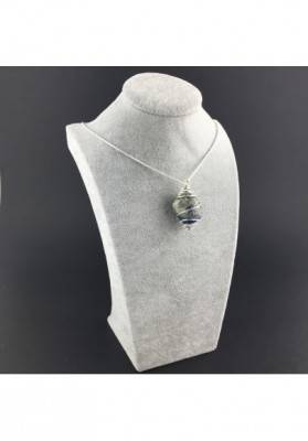 Pendant SODALITE BRAZIL Hand Made on Silver Plated Spiral A+-3
