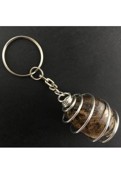 BRONZITE Keychain Keyring Hand Made on Silver Plated Spiral Necklace A+-1