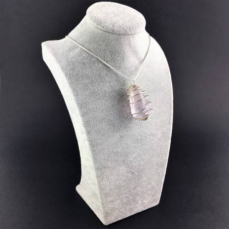 Rainbow Fluorite Pendant Handmade Silver Plated Spiral Necklace-3