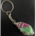 Tumbled Ruby ZOISITE Keychain Keyring Hand Made on Silver Plated Spiral Healing-1
