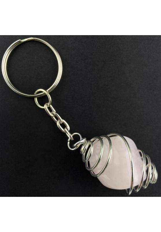 Pink MANGANO CALCITE Keychain Keyring - CALCITE Zodiac Silver Plated Spiral A+-2