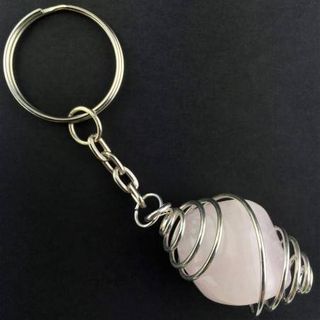 Pink MANGANO CALCITE Keychain Keyring - CALCITE Zodiac Silver Plated Spiral A+-2