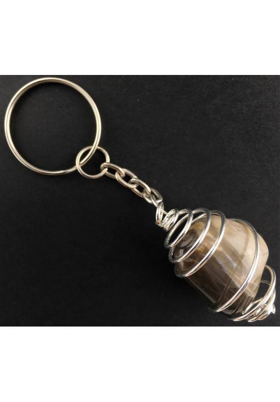 Picture Jasper SANDSTONE Keychain Keyring Hand Made on SILVER Plated Spiral-2