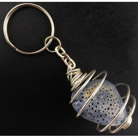 MADREPORE Keychain Keyring Hand Made on SILVER Plated Spiral A+-1