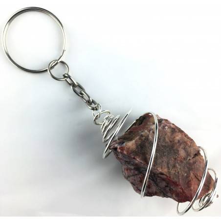 Rough Red Jasper Keychain Keyring Hand Made on SILVER Plated Spiral Gift Idea-2