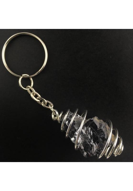 Rough GALENA Keychain Keyring Hand Made on Silver Plated Spiral A+-1