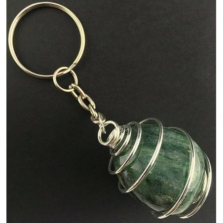 EMERALD Tumbled Keychain Keyring - TAURUS Zodiac Silver Plated Spiral Gift Idea Handmade-2