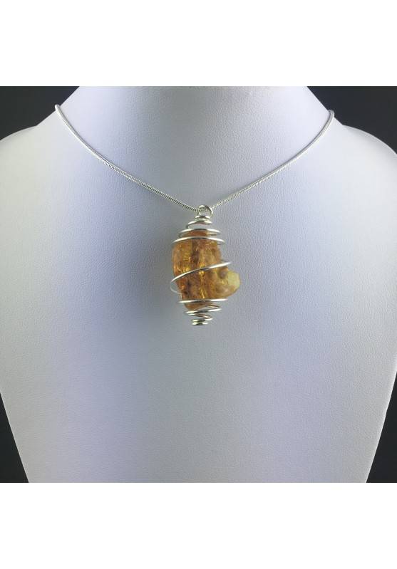 Pendant AMBER Hand Made on Silver Plated Spiral Gift Idea Minerals Chakra A+-2