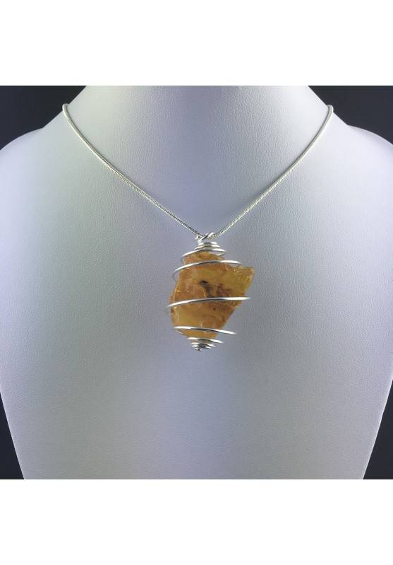 AMBER Large Pendant Hand Made on Silver Plated Spiral Gift Idea A+-2