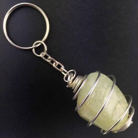 Green JADE Keychain Keyring Hand Made on Silver Plated Spiral A+-1