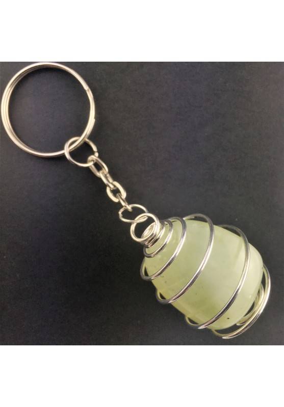 Green JADE Keychain Keyring Hand Made on Silver Plated Spiral A+-3