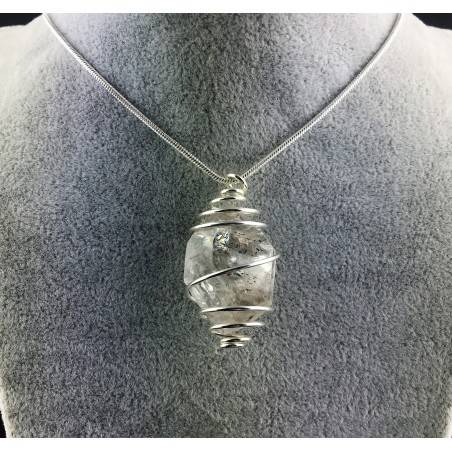 HERKIMER DIAMOND Pendant Hand Made on Silver Plated Spiral Healing Crystals-2
