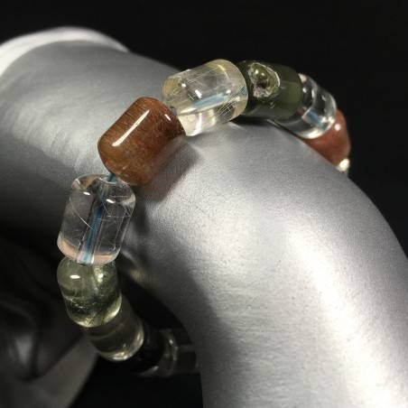 Rutilated Quartz Carnelian & LODOLITE Quartz Bracelet Crystal Healing Zen A+-1