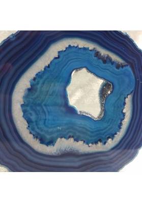 MINERALS *  GORGEOUS Blue AGATE SLICE With Crystals of Brazilian AMETHYST−3
