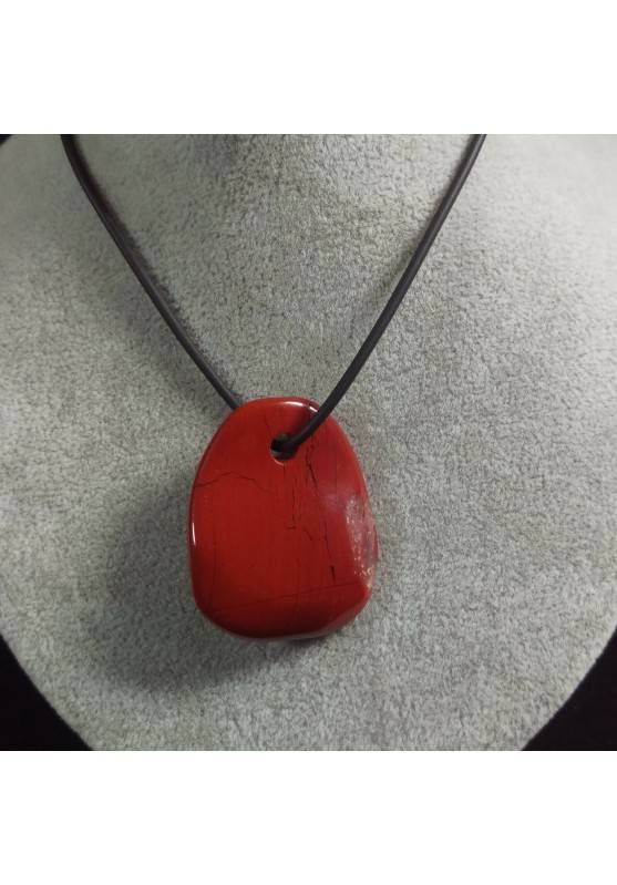 Pendant in RED Jasper Leaf Necklace Tumbled Stone Crystal Healing Chakra A+−3