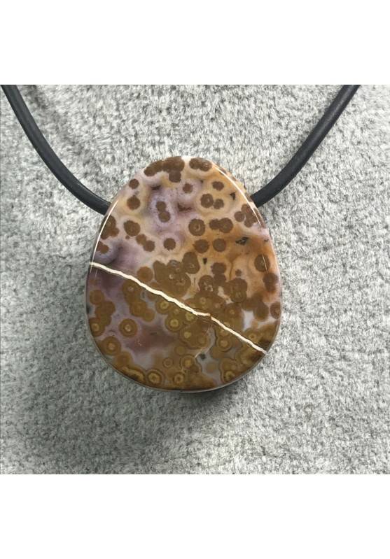 Pendant Gemstone in Orbicular Ocean JASPER Brown -Purple Gift Idea Jewel A+-2