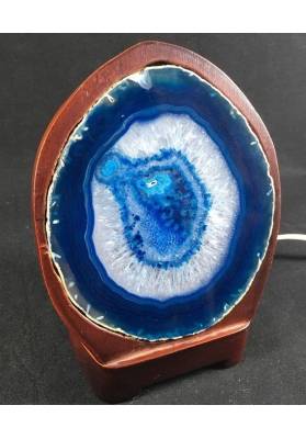 Blue AGATE Slice Lamp Special Wood MINERALS Color Minerals HealingA+−3