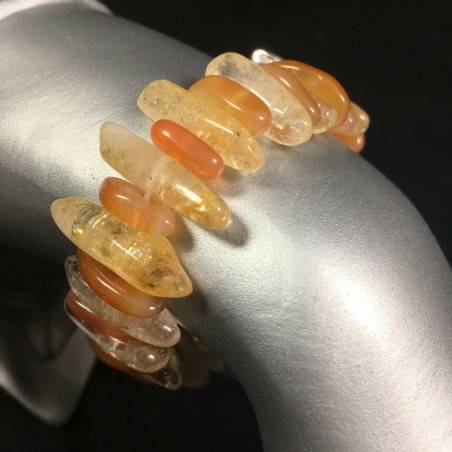 Bracelet in CARNELIAN & CITRINE QUARTZ MINERALS Gemstone Crystal Healing A+-1
