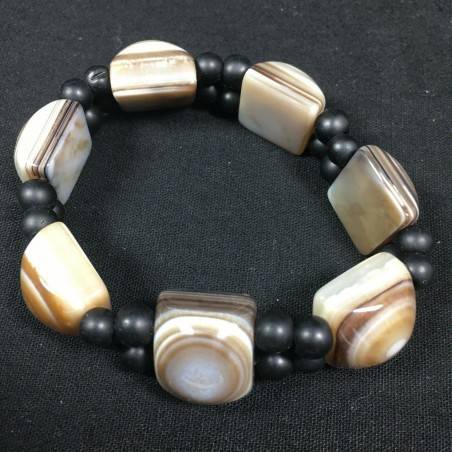 NATURAL Buddha's Eye AGATE Bracelet and ONIX MINERALS Crystal Healing A+−3