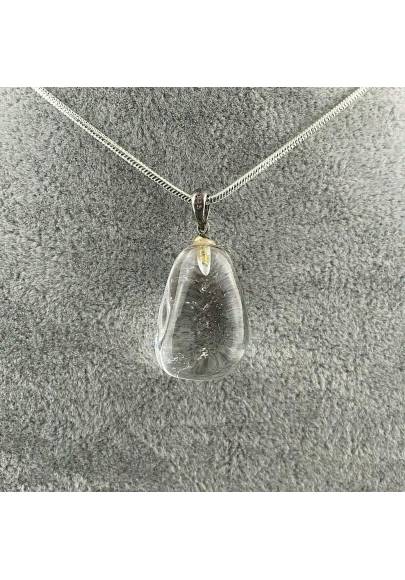 Pendant in Hyaline Quartz Sterling Silver 925 Necklace Charm Rock CRYSTAL Jewel-1