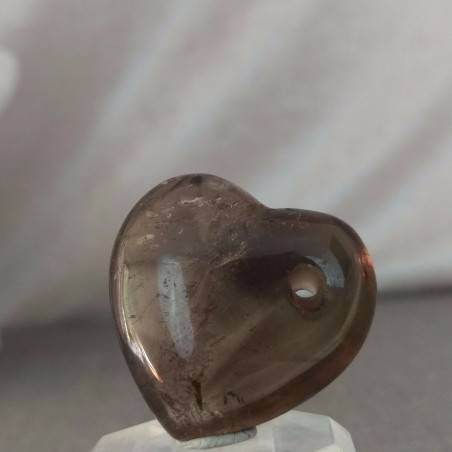 Heart Pendant in Smoked QUARTZ Necklace MINERALS Gift Idea Reiki Chain Stones A+-5