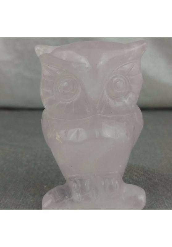 BIG Owl in Rose Quartz OWL Polished da Esperti with LOVE MINERALS Chakra-1