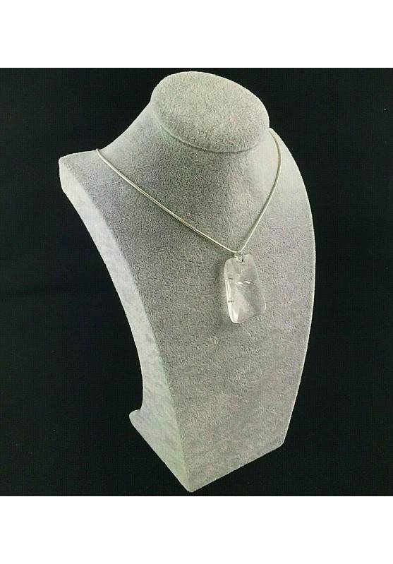 Pendant Gemstone of Hyaline Quartz Faceted Necklace Chain Crystal Healing A+−3